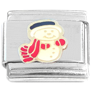 Snowman Smiling Red Scarf Christmas Italian Charm Snowman Smiling Red Scarf Christmas Italian Charm
