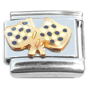 Checkered Racing Flag Pair Italian Charm Checkered Racing Flag Pair Italian Charm