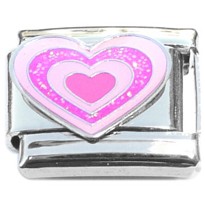 Pink Glitter Hearts Italian Charm