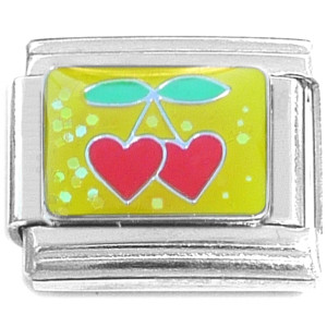 Cherry Heart Pair Italian Charm Cherry Heart Pair Italian Charm