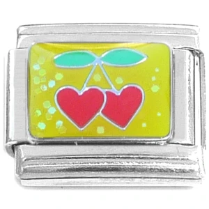 Cherry Heart Pair Italian Charm