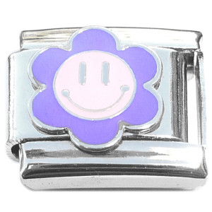 Cute Purple Flower Smile Italian Charm