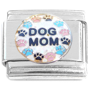 Dog Mom Circle Paw Prints Italian Charm