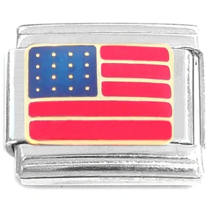 USA United States Flag Red Stripes Italian Charm