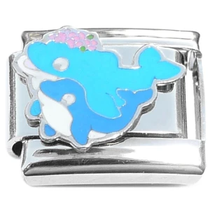 Dolphin Mom Baby Ocean Italian Charm