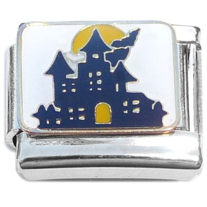 Spooky Halloween House Bats Moon Italian Charm