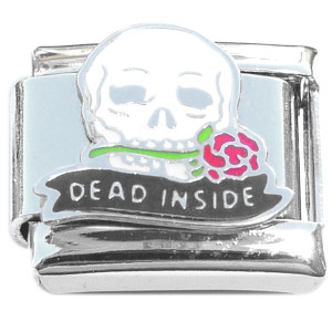 Dead Inside Skeleton Skull Flower Italian Charm Dead Inside Skeleton Skull Flower Italian Charm