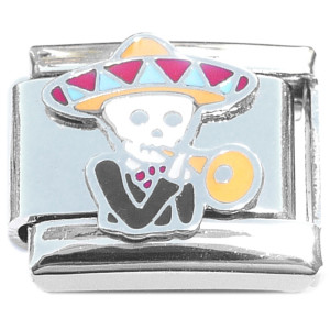 Skeleton Trumpet Player Mariachi Italian Charm Skeleton Trumpet Player Mariachi Italian Charm