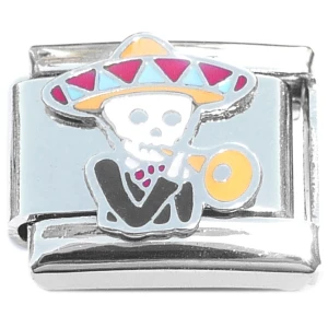 Skeleton Trumpet Player Mariachi Italian Charm