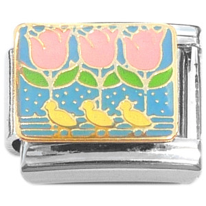 Cute Pink Tulips Italian Charm