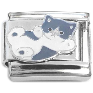 Cute Gray White Playful Kitty Cat Italian Charm