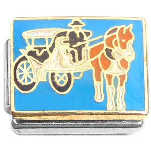 Amish Horse Buggy Blue Italian Charm Amish Horse Buggy Blue Italian Charm