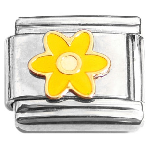 Yellow Flower Bloom White Center Italian Charm