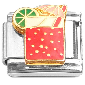 Sparkling Red Cocktail Drink Umbrella Lime Italian Charm