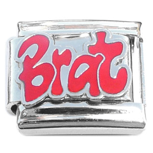 Brat Handwritting Red Italian Charm