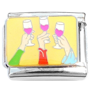 Toast Cheers Wine Glass Celebration Italian Charm Toast Cheers Wine Glass Celebration Italian Charm