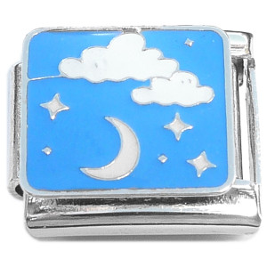 Moon Star Clouds Blue Sky Italian Charm