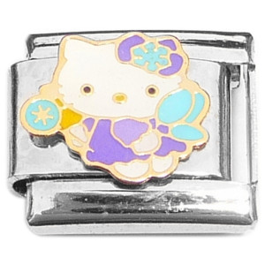 Hello Kitty Blue Purple Italian Charm Hello Kitty Blue Purple Italian Charm
