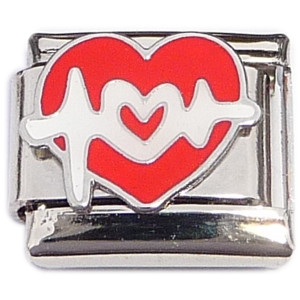 Red Heart Heartbeat Pulse Italian Charm