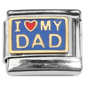 I Love My Dad Blue Italian Charm