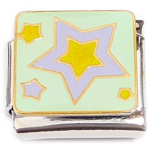 Purple Yellow Stars Italian Charm