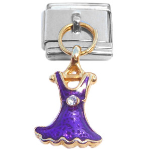 Purple Dress Dangle Italian Charm