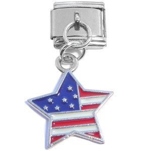Patriotic Flag Star Dangle Italian Charm Patriotic Flag Star Dangle Italian Charm