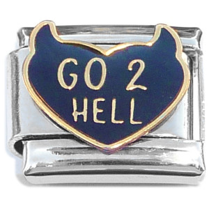 Go 2 Hell Black Heart Italian Charm