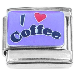 I Love Coffee Purple Italian Charm