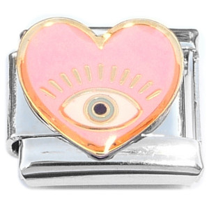 Evil Eye Protection Pink Heart Italian Charm