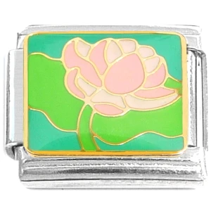 Pretty Pink Lotus Flower Italian Charm
