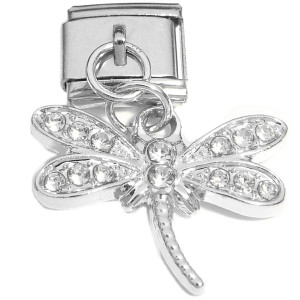 Sparkle Dragonfly Italian Charm