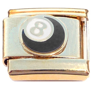 Cute Eight Ball Goldtone Base Italian Charm Cute Eight Ball Goldtone Base Italian Charm