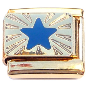 Blue Star Goldtone Base Italian Charm Blue Star Goldtone Base Italian Charm