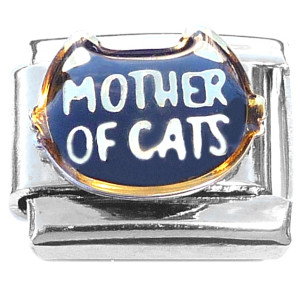 Mother of Cats Feline Face Shape Italian Charm
