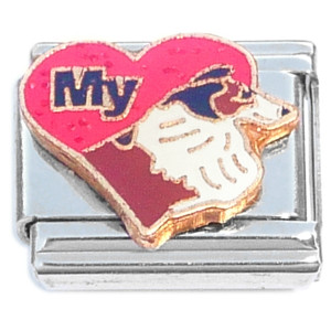 Love My Collie Red Heart Dog Italian Charm Love My Collie Red Heart Dog Italian Charm