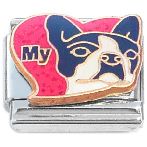 Love My Boxer Red Heart Dog Italian Charm