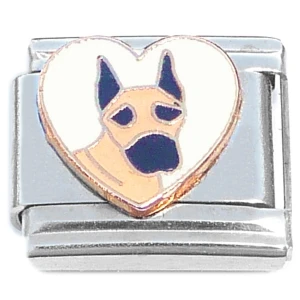 Great Dane White Heart Dog Italian Charm