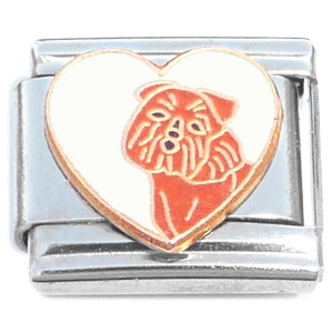 Brussels Griffon White Heart Dog Italian Charm Brussels Griffon White Heart Dog Italian Charm