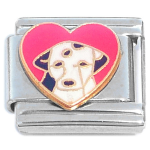 Dalmatian Red Heart Dog Italian Charm