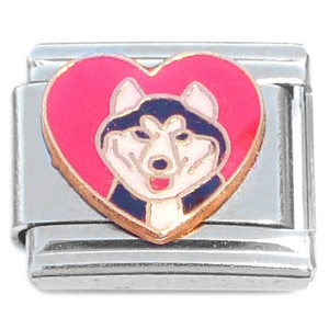 Alaskan Malamute Red Heart Dog Italian Charm