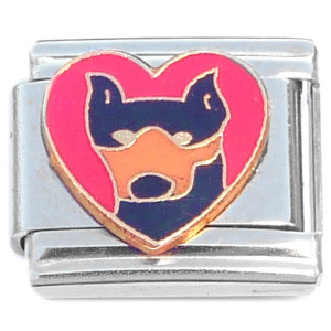 Doberman Red Heart Dog Italian Charm