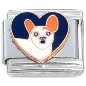 Chihuahua Black Heart Dog Italian Charm