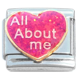 All About Me Glitter Red Love Heart Italian Charm