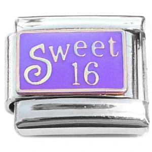 Sweet 16 Purple Sixteen Italian Charm
