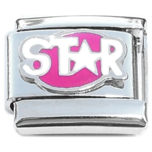 Star Word on Pink Italian Charm