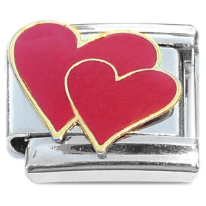 Curvy Double Hearts Italian Charm
