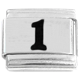 Number One Black 1 Italian Charm
