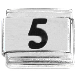 Number Five Black 5 Italian Charm Number Five Black 5 Italian Charm