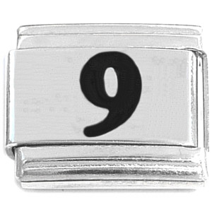 Number Nine Black 9 Italian Charm